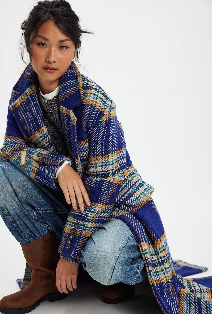 Free People Micah Herringbone Wool Blend Coat, XS